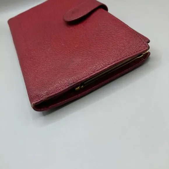 VTG Gucci Wallet Red Leather Bifold Kisslock Framed Card Holder Classic Luxury - Picture 4 of 15